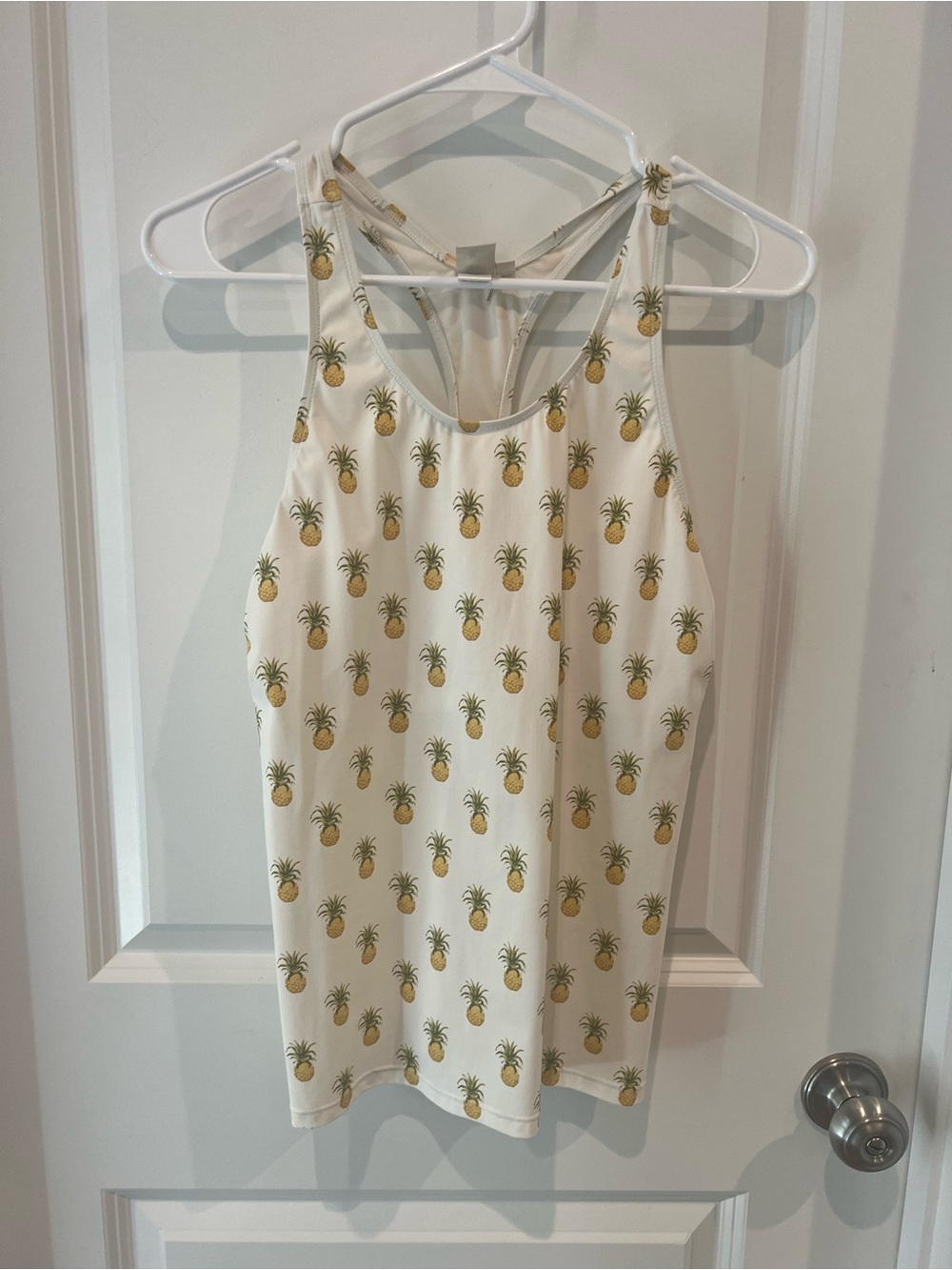 Tory Burch White Pineapple-Print Racerback Tank Top Size Large